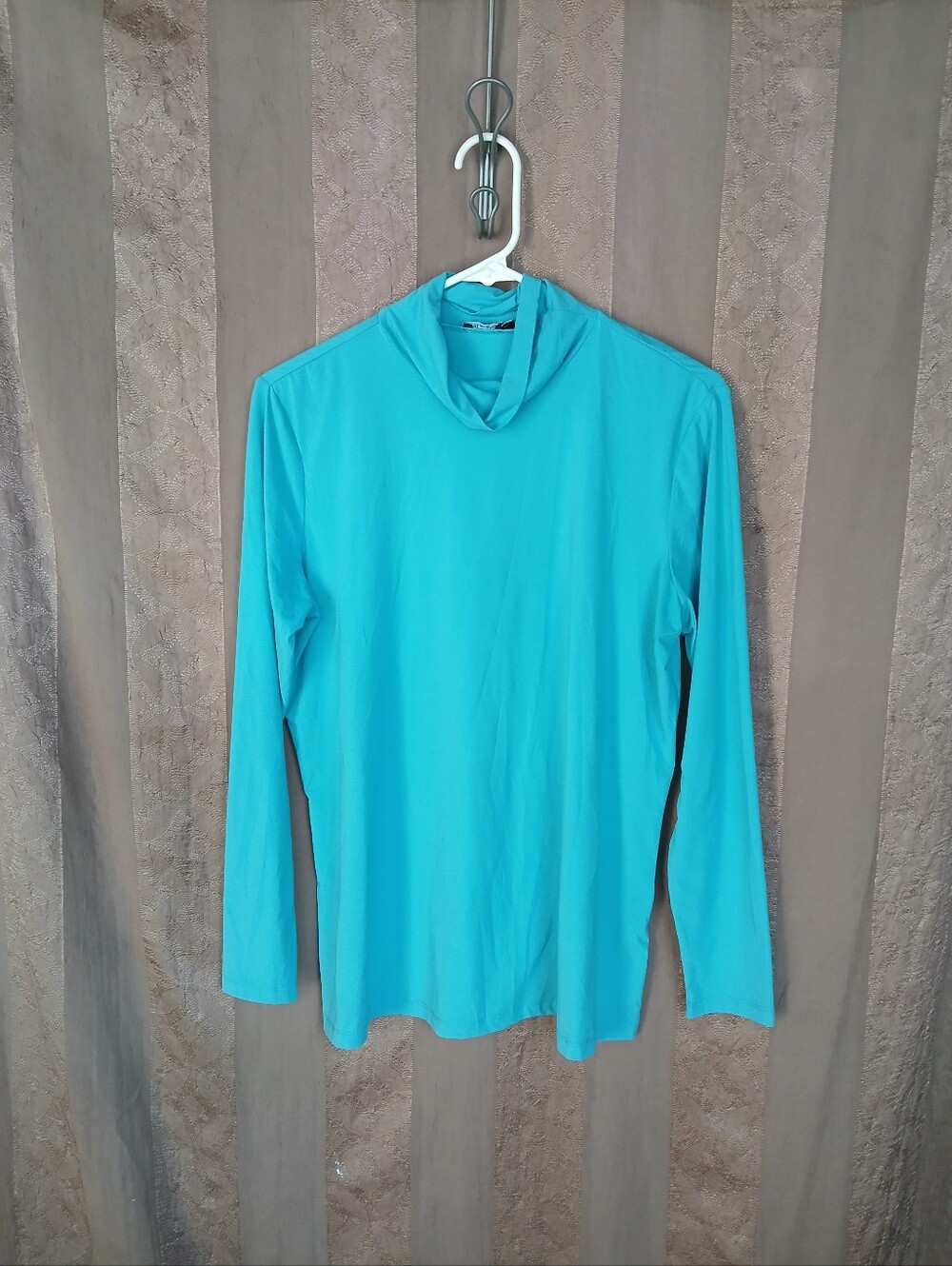 💎 J. McLaughlin Women's Top Turquoise Long-Sleeve Mock Neck #0486